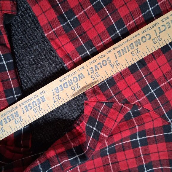 Chaps Shirt Mens 2XL XXL Red Plaid Long Sleeve Button Down Easy Care Casual Flaw - Picture 10 of 14